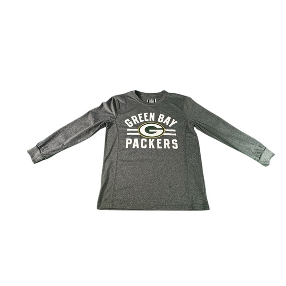 NFL Team Apparel Green Bay Packers Youth Large 14-16 Long Sleeve Shirt Gray - Picture 1 of 9